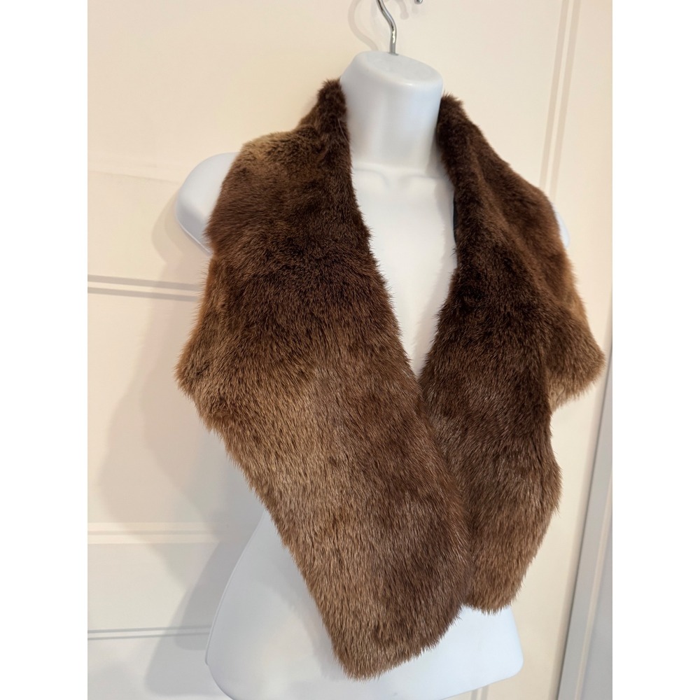 Vintage Real Fur Stole Brown Mink Style Wrap Scarf Mid Century Glamour Accessory